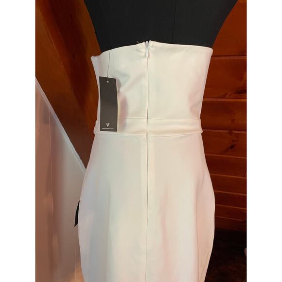 NWT Lulus Queen of the City Asymmetrical White Strapless Bodycon Dress sz L - Picture 7 of 9